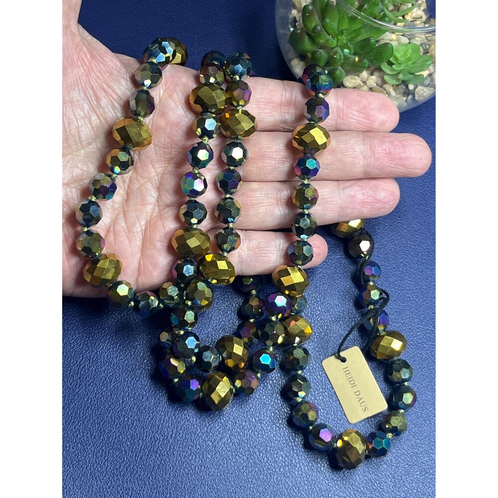 Vintage HEIDI DAUS faceted watermelon crystal bead infinity strand
